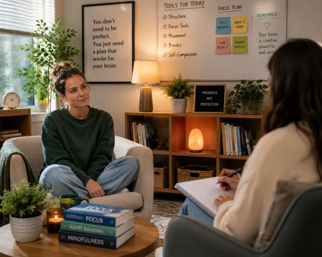 A client and therapist working through practical strategies together