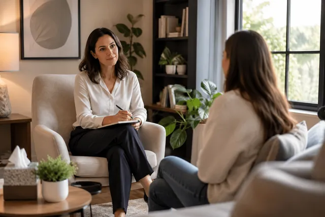A therapist offering calm, supportive care during an individual session